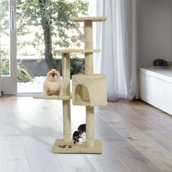 Katträd - Klöspelare - 4 Nivåer - 116 cm Höjd - Nylon - För Katter