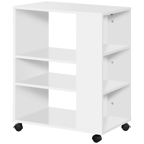 Skrivarskåp/Skrivarvagn - Arkivskåp - 3 sidoshyllor - På hjul - 60x40x75,8 cm - Melamin - Elfenbensvit