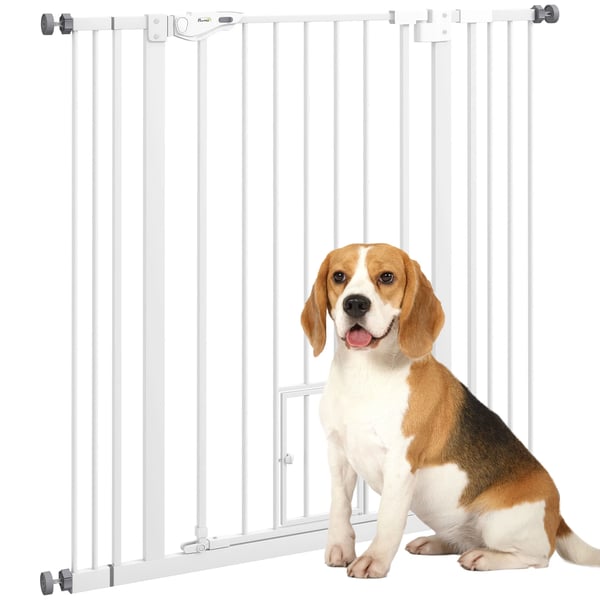 Hundgrind - Säkerhetsgrind - 1 dörr - 206 x 90 cm - Vit