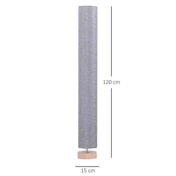 Golvlampa - E27-sockel - Max 40 W - Linneskärm - Trästativ - Ø 15 x 120 cm - Utan glödlampa - Ljusgrå