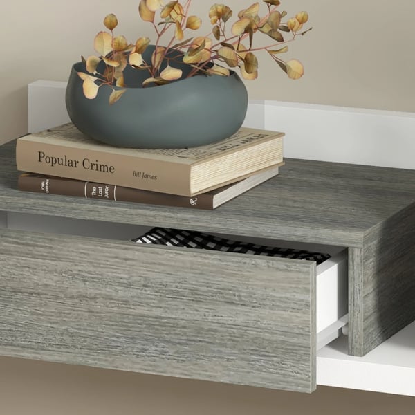 Hall- och entrémöbelset - 2-delad spegel och hylla - MDF & glas - Minimalistisk modern - 75x3,5x75 cm & 75x30,5x20 cm - Montering krävs - Vit