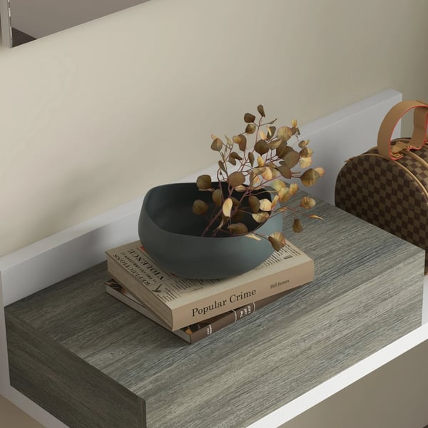 Hall- och entrémöbelset - 2-delad spegel och hylla - MDF & glas - Minimalistisk modern - 75x3,5x75 cm & 75x30,5x20 cm - Montering krävs - Vit
