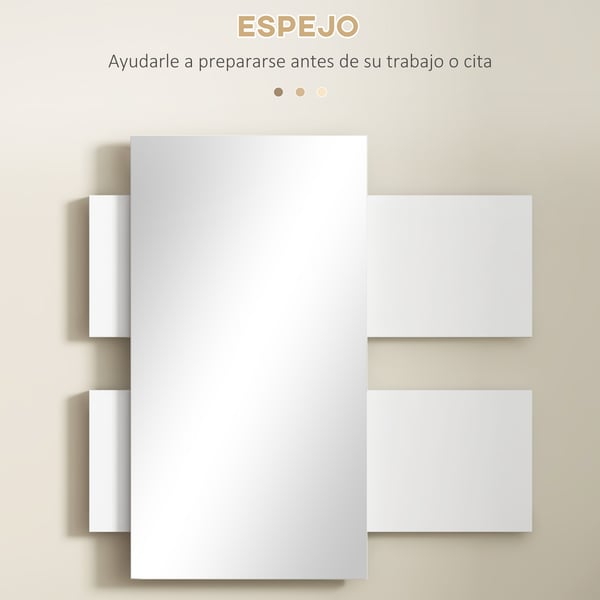 Hall- och entrémöbelset - 2-delad spegel och hylla - MDF & glas - Minimalistisk modern - 75x3,5x75 cm & 75x30,5x20 cm - Montering krävs - Vit