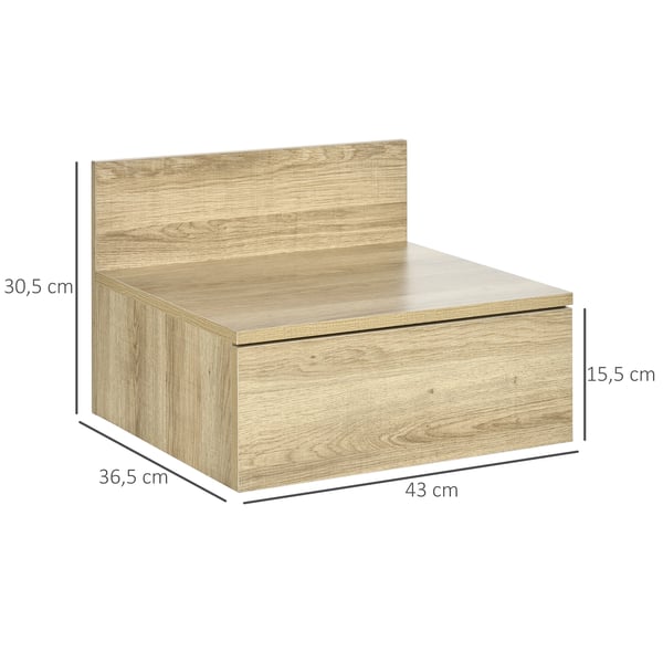 2-pack väggmonterade sängbord - nattduksbord - Med Låda - Melaminbelagt Trä - Modern Marockansk Stil - 43 x 36,5 x 30,5 cm - Naturträ