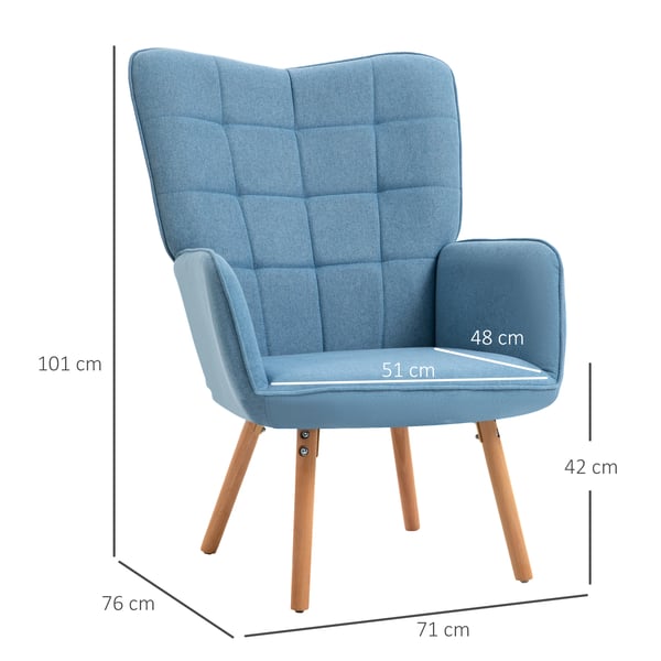 Loungefåtölj - Vardagsrumsfåtölj - Hög rygg - Armstöd - 71×76×101 cm - Modern stil - Komposittyg - Montering krävs - Blå