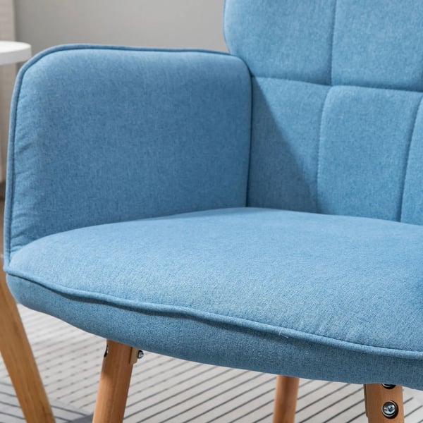 Loungefåtölj - Vardagsrumsfåtölj - Hög rygg - Armstöd - 71×76×101 cm - Modern stil - Komposittyg - Montering krävs - Blå