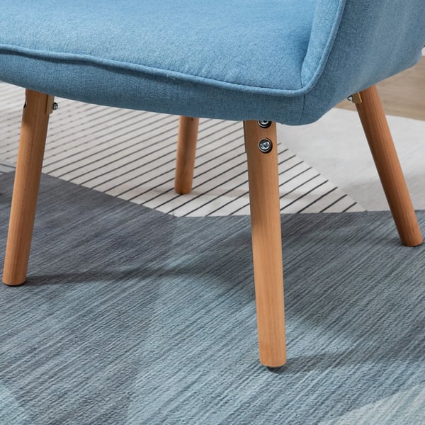 Loungefåtölj - Vardagsrumsfåtölj - Hög rygg - Armstöd - 71×76×101 cm - Modern stil - Komposittyg - Montering krävs - Blå