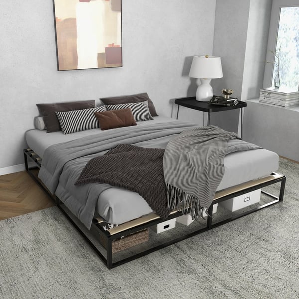Sängstomme 180x200 cm - Sängram - Höjd 25 cm - Stål & kryssfaner - Modern stil - Monteras själv - Svart