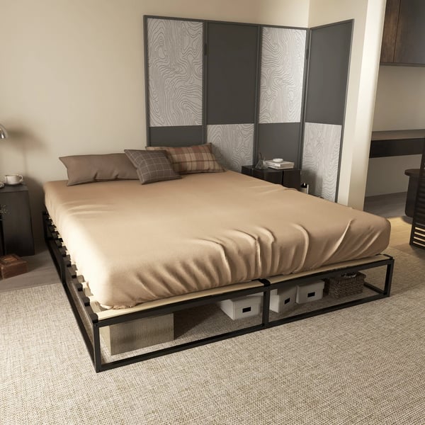 Sängstomme 180x200 cm - Sängram - Höjd 25 cm - Stål & kryssfaner - Modern stil - Monteras själv - Svart
