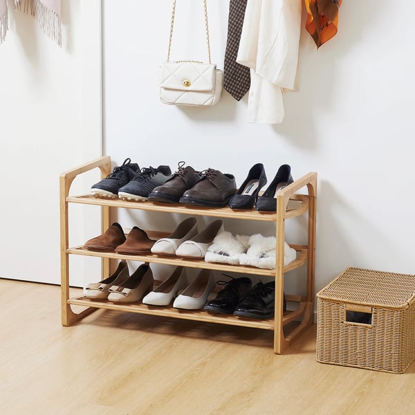 Skohylla - 3 våningar - Bambu - För 9 par skor - 76x33x51 cm - Natur
