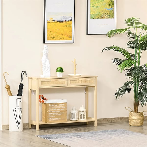 Byrå - Sovrumsmöbel - 2 Lådor - Rustik Stil - 100x30x76 cm