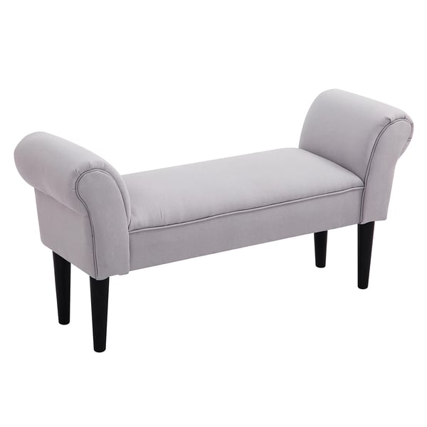 Sängbänk - Sittbänk Med Armstöd - Stoppad - 102x36x51 cm - För Sovrum/Hall - Montering Krävs - Mörkgrå