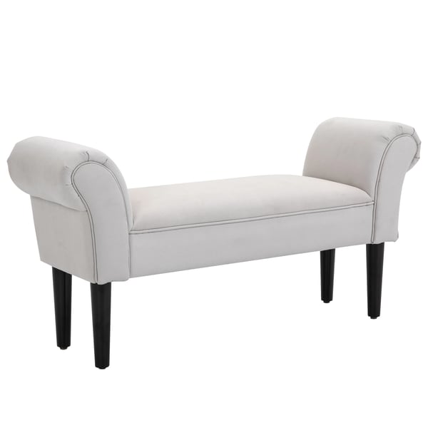 Sängbänk - Sittbänk Med Armstöd - Stoppad - 102x36x51 cm - För Sovrum/Hall - Montering Krävs - Mörkgrå