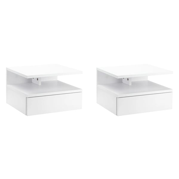 Set med 2 väggmonterade sängbord - Nattduksbord - 1 låda + hylla - Svävande design - 35 x 32 x 22,5 cm - Modern marockansk stil