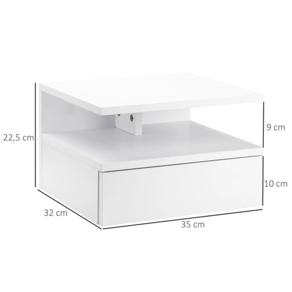 Set med 2 väggmonterade sängbord - Nattduksbord - 1 låda + hylla - Svävande design - 35 x 32 x 22,5 cm - Modern marockansk stil