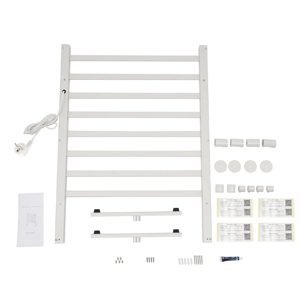 Håndklædetørrer - Fritstående elektrisk gulvmodel - Termostatstyring - Digital touchdisplay - 220V - EU-stik - Hvid