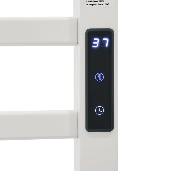 Håndklædetørrer - Fritstående elektrisk gulvmodel - Termostatstyring - Digital touchdisplay - 220V - EU-stik - Hvid