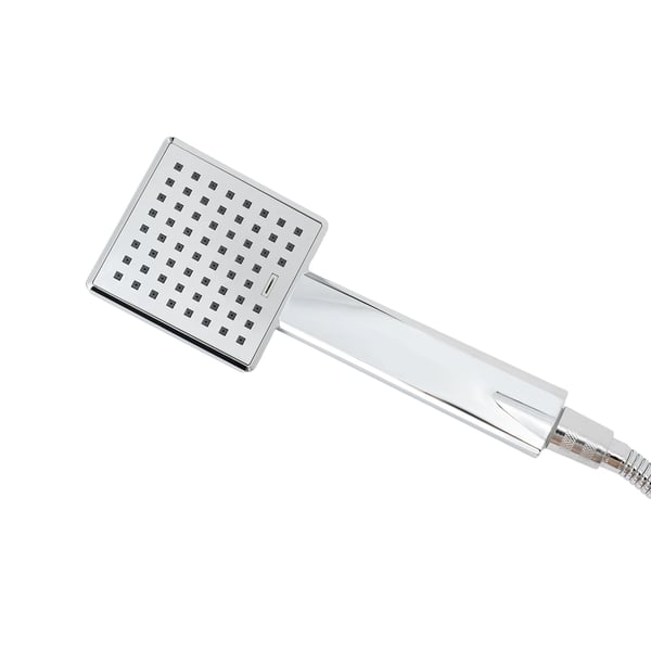 Termostat Brusesystem - Regnbrusesæt - Kvadratisk Brusehoved - Etgrebsarmatur - 6,8 L/min Flow - Lys Sølv