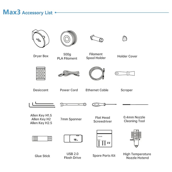 QIDI TECH X-MAX 3, 3D-printer, 325×325×325 mm, op til 600 mm/s, industriel, WiFi, høj præcision, PLA/Nylon, hvid