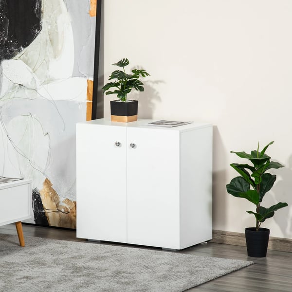 Sideboard/Skänk - Vardagsrum - 2 Dörrar - 1 Hylla - För Böcker - 70×39×70 cm - Montering Krävs - Vit