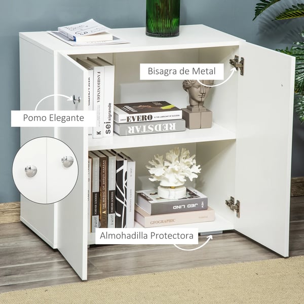 Sideboard/Skänk - Vardagsrum - 2 Dörrar - 1 Hylla - För Böcker - 70×39×70 cm - Montering Krävs - Vit