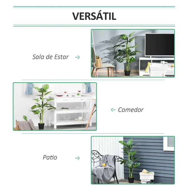 Konstgjord Monstera - Krukväxt - 100 cm Hög - 21 Blad - Dekorativ Kruka Ø16 cm - Plast - För Utomhus - Bonsai-Stil