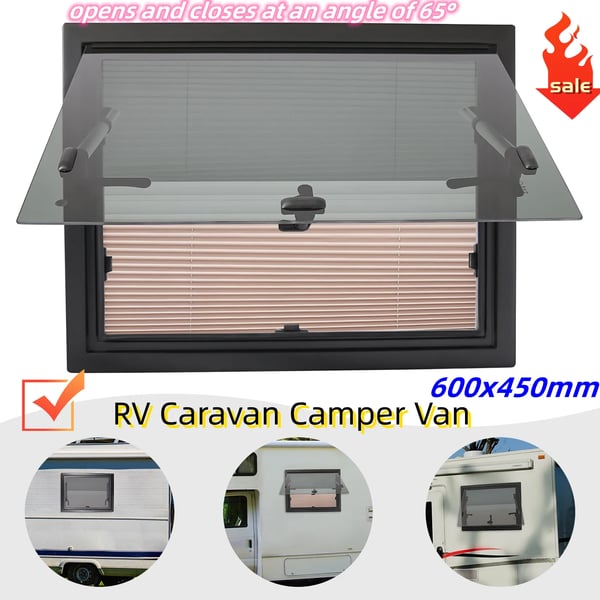 Autocamper, campingvogn & trailer - Udadgående tophængt vindue - Udvendigt - 600×450 mm