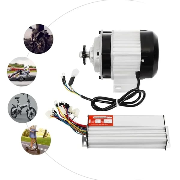 Børsteløs elmotor 48V DC 750W, motorsæt med controller, til elscooter/el-trehjuler/vogn, sølv