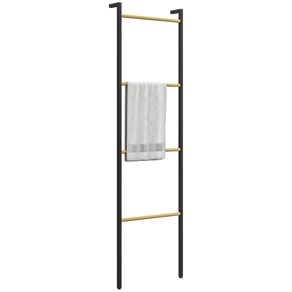 Vägglutande klädhängare - Stegdesign - Platsbesparande - 49 x 5,5 x 167,5 cm - Montering krävs - Svart och natur