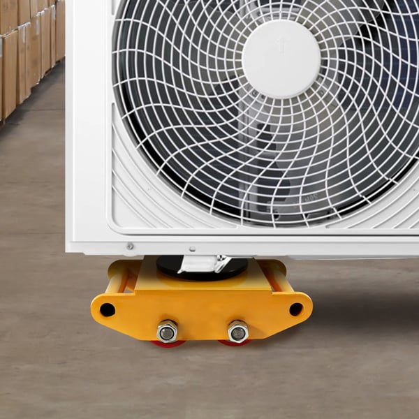 Maskinflytter, industridolly/rullevogn 6 t, 360° drejeskive, gul