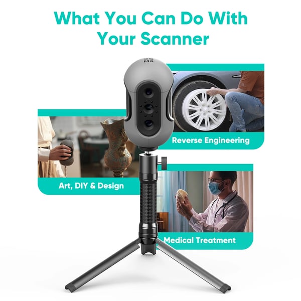 3DMakerpro Mole, håndholdt 3D-scanner til 3D-printere, 0,05 mm nøjagtighed, 0,1 mm opløsning, 10 FPS, scanner sorte objekter, Primary