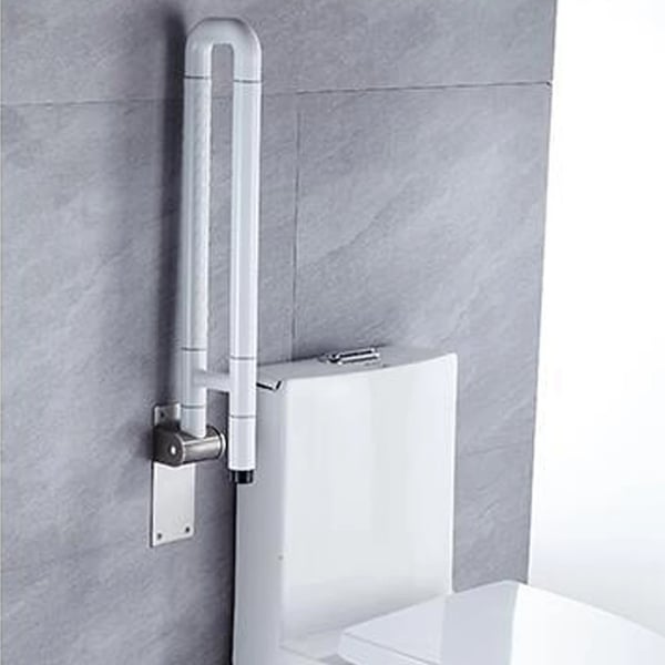 Støttegreb til badeværelse, opklappeligt toiletgelænder 60 cm, hvid