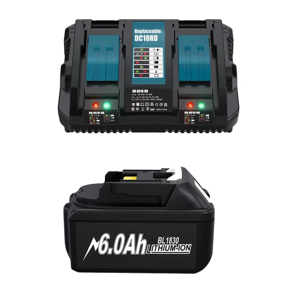 BL1830 Makita-yhteensopiva 18V 18650 Li-ion ruuvinväänninakku, ruskea, yhteensopiva BL1860-sarjan kanssa, 6,0A kaksoislaturi