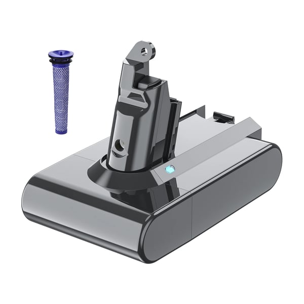 Ersättningsbatteri för Dyson V6, 21.6V 6000mAh 18650 Li‑ion, kompatibelt med DC58/DC62, grön