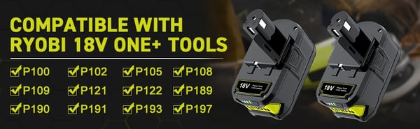 Sort batteri til RYOBI One+ 18V, Li-ion 6Ah erstatningsbatteri, kompatibel med P108 P104 P107 RB18L50 RB18L20