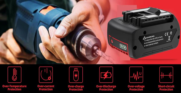 Til Bosch Professional 18V, erstatningsbatteri Li‑ion 6.0Ah (6000mAh), kompatibel med BAT609/BAT610/BAT618/BAT619/GBA 18V, sort