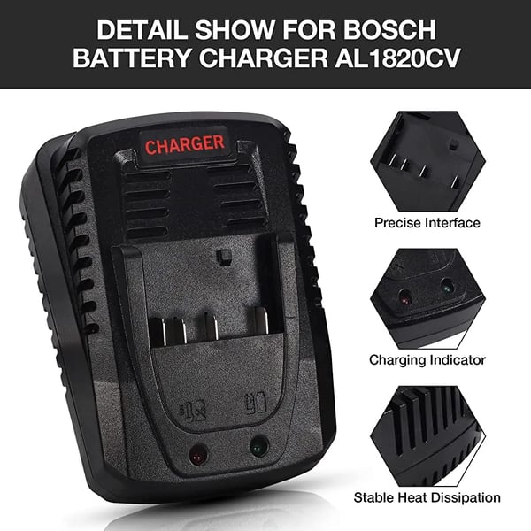 Til Bosch Professional 18V, erstatningsbatteri Li‑ion 6.0Ah (6000mAh), kompatibel med BAT609/BAT610/BAT618/BAT619/GBA 18V, sort
