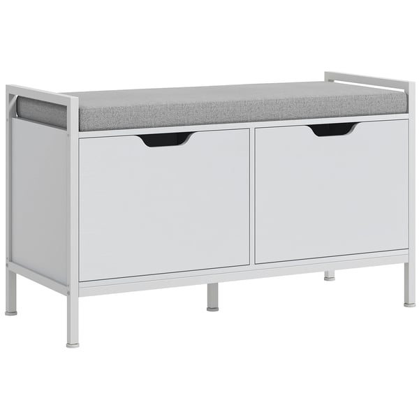 Skobänk - Skohylla - Med avtagbar sittkudde - 84×35×50 cm - Vit