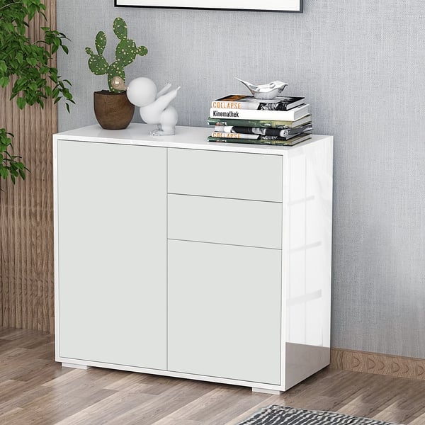 Skänk sideboard - Vardagsrumsskåp - 2 Dörrar - 2 Lådor - Justerbar Hylla - 79x36x74 cm - Montering Krävs