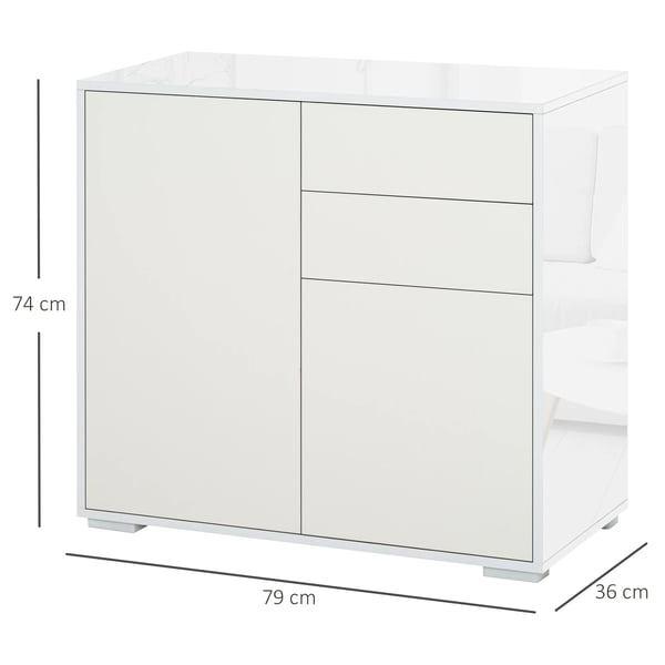 Skänk sideboard - Vardagsrumsskåp - 2 Dörrar - 2 Lådor - Justerbar Hylla - 79x36x74 cm - Montering Krävs