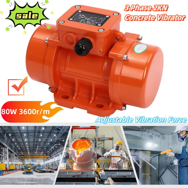 Betonvibrator - Vibrationsmotor HY 180/3 - 3-Faset - Vibrationskraft 2 kN - 180 W - 3600 omdr./min - EU-stik - Rød