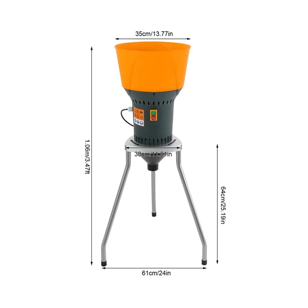 Sähköinen viljamylly - Viljajauhin - Tilavuus 50 l - Moottori 1300 W - Nopeus 19000 rpm - Kuiville viljoille: maissi & vehnä - Keltainen