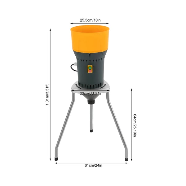 Sähköinen viljamylly - Viljajauhin - Tilavuus 50 l - Moottori 1300 W - Nopeus 19000 rpm - Kuiville viljoille: maissi & vehnä - Keltainen