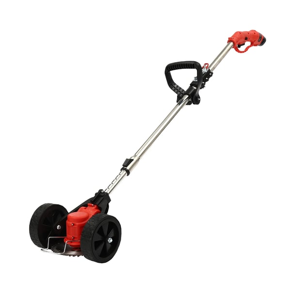 Trådløs græstrimmer/mini plæneklipper - 200 W - Højdejusterbart håndtag - 8 klinger - Uden batteri - EU-stik - Rød