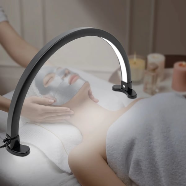 LED halvmånelampe, bordlampe til negledesign/kosmetik, 180° justerbar, 3600 lumen, 2700–5600 K, sort