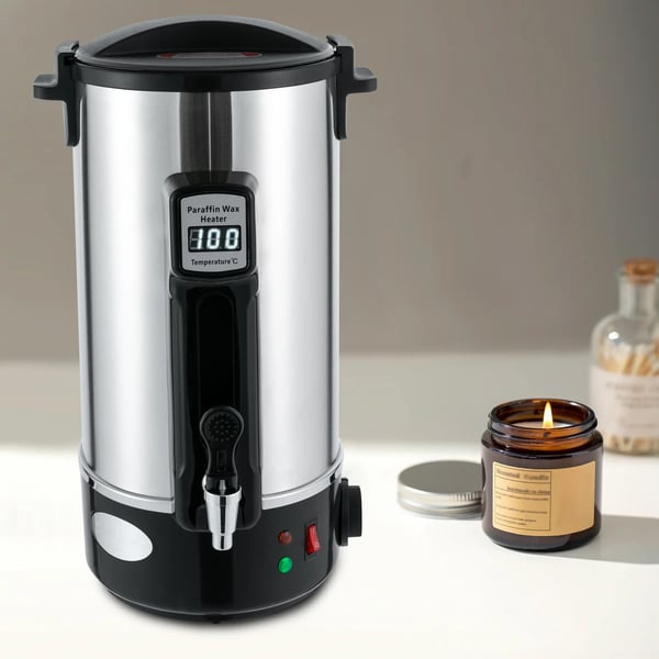 Elektrisk vokssmelter, 10,8 L rustfrit stål, til DIY stearinlys & aromaterapi, nem at rengøre, sort