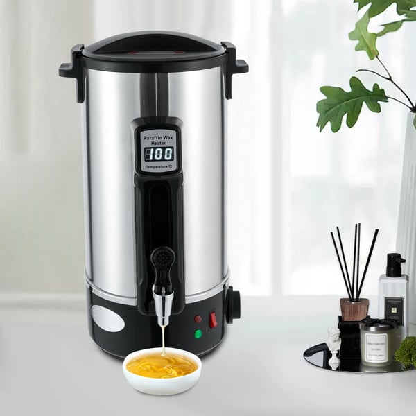Elektrisk vokssmelter, 10,8 L rustfrit stål, til DIY stearinlys & aromaterapi, nem at rengøre, sort