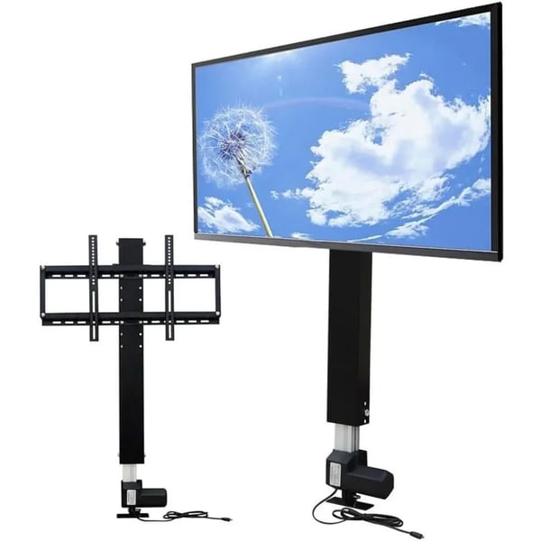 Moottoroitu TV-nostin, sähköinen 26–57" TV:lle, kaukosäädin, nostokorkeus 900 mm, enintään 80 kg, musta