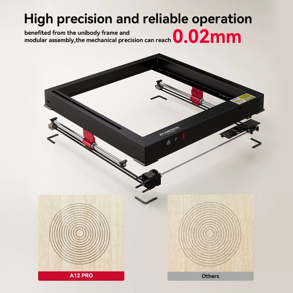 A12Pro, lasergraveringsmaskine, 12 W laser, 370×310 mm arbejdsområde, udvidbar, monteringsfri, til DIY-gravering og -skæring