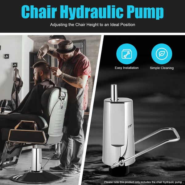 Hydraulikpumpe til barberstol, erstatningspumpe, højdejusterbar, kapacitet 200 kg (440 lbs), sølv